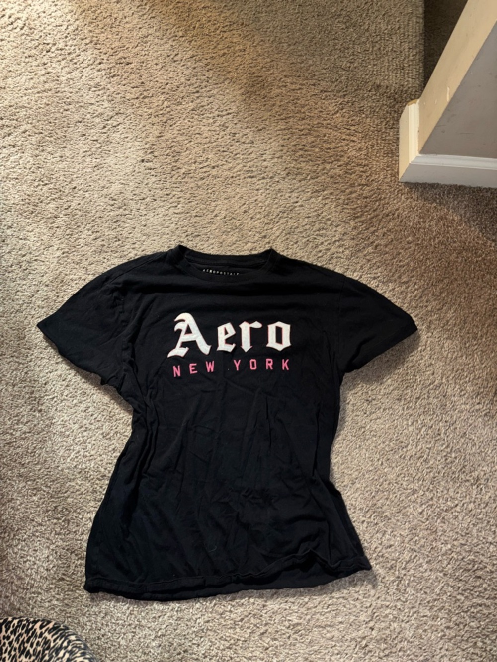 Aeropostale Black Tee with White and Pink Logo
